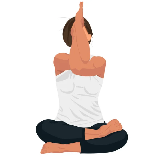 Yoga Mujer Hacer Clase Estilo Sin Rostro Sombra — Vector de stock