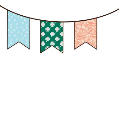 Renkli bayraklar şeklinde bir çelenk çizimi