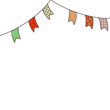 Renkli bayraklar şeklinde bir çelenk çizimi