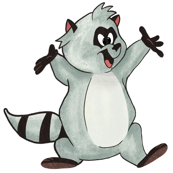 Funny Cartoon Raccoon White — Stock Photo, Image