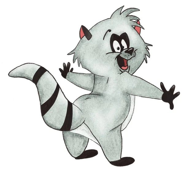 Funny Cartoon Raccoon White — Stock Photo, Image