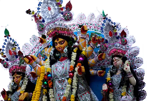 Hindugudinnen Durga Mot Hvit Bakgrunn – stockfoto