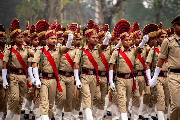 Калькутта Индия Января 2022 Года Индийская Армия Практикует Свой Парад — стоковое фото