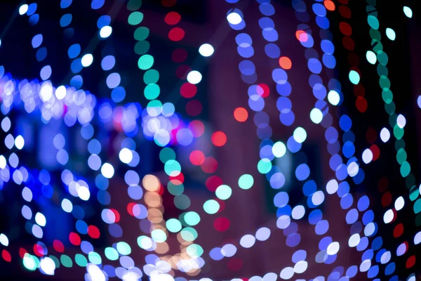 Defocused Light Long Strings Led Christmas Light — Stock Photo, Image