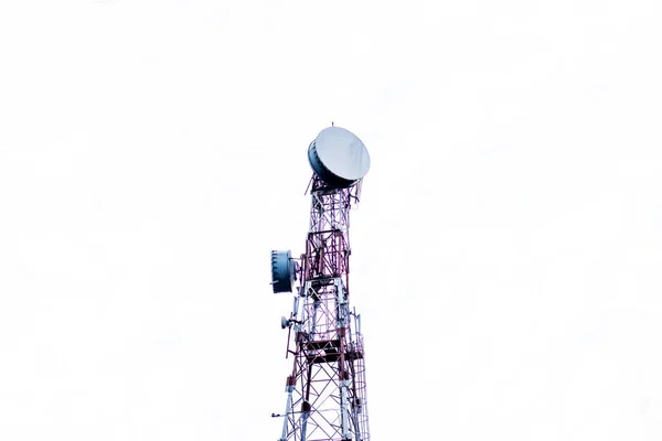 Telecommunication tower isolated against white background
