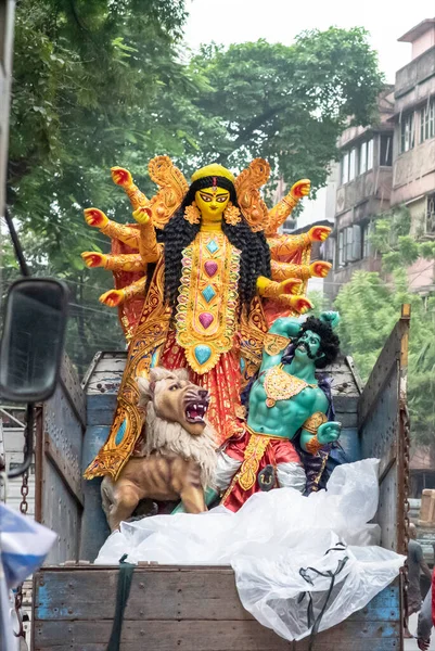 Hindu Tanrıça Durga Idolü Pandala Gidiyor Durga Puja Dan Birkaç — Stok fotoğraf