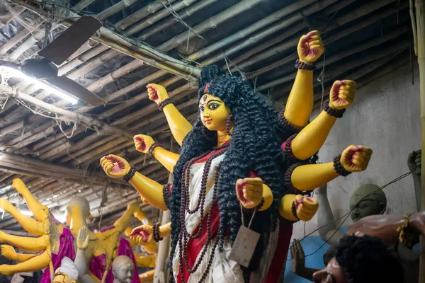 Close Hindu Idol Tanrıça Durga Puja Mandap Gitmeye Hazır — Stok fotoğraf