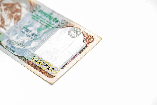Непальская Бумажная Валюта Белом Фоне — стоковое фото