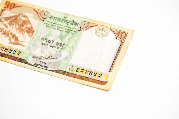 Nepálské Papírové Měny Izolované Bílém Pozadí — Stock fotografie