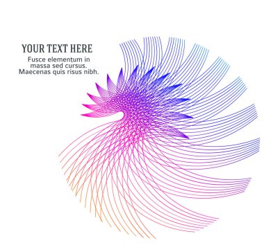 Tasarım elemanları. Bir sürü mor çizgi çemberi dalgası. Soyut