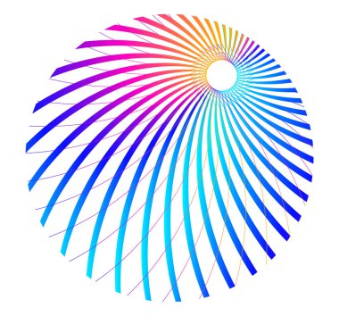 Tasarım elemanları. Bir sürü mor çizgi çemberi dalgası. Soyut