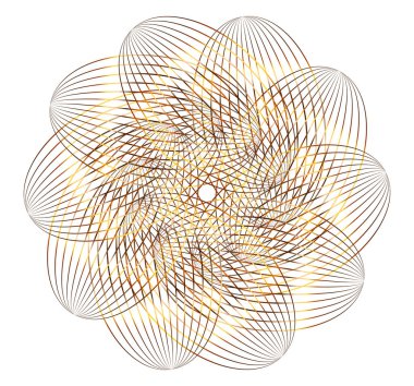 Tasarım elemanları. Bir sürü parıltılı çizgi çemberi. Beyaz arka planda soyut parlak dalgalı çizgiler izole edildi. Vektör illüstrasyon EPS 10. Harmanlama Aracı kullanılarak oluşturulan çizgilerle parlayan dalgalar