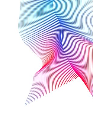 Tasarım elemanları. Bir sürü mor çizgi çemberi dalgası. Beyaz arka planda soyut dalgalı çizgiler izole edildi. Vektör illüstrasyon EPS 10. Harmanlama Aracı kullanılarak oluşturulan çizgilerle renkli dalgalar
