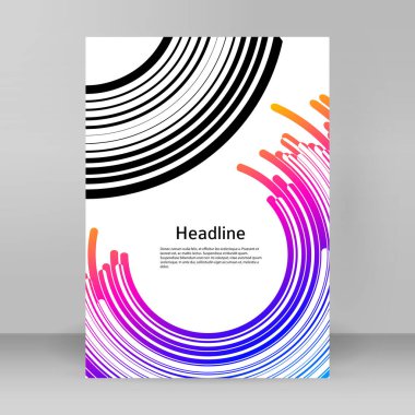 Çok amaçlı sunum için iş şablonları. Kolay düzenlenebilir EPS 10 düzeni. Yeni ürün bültenleri, teknoloji grafikleri, rapor firması ve etkinlik partisi için A4 format tanıtımı tasarımı broşürü