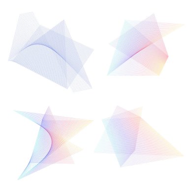 Dalgaların beyaz arka planında soyut çizgi renk tasarım ögesini ayarla. Vector Illustration, grunge şık kartvizit, basılı broşür, el ilanı, afiş, kapak kitabı, etiket, kumaş için 10 puan aldı