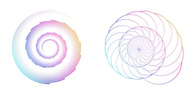 Tasarım elemanı çemberini ayarla İzole edilmiş koyu renk vektör altın halkadan. Harmanlama Aracı kullanılarak oluşturulan birçok parlak girdabın soyut dalgalı çizgileri. Sunumunuz için vektör illüstrasyonu EPS10