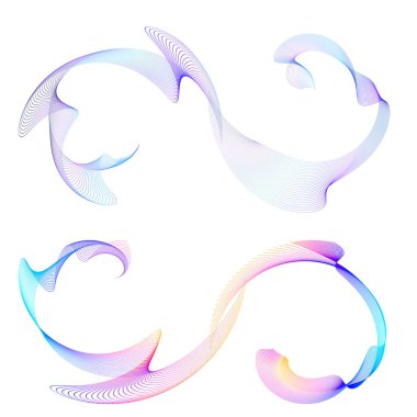 Tasarım elemanı çemberini ayarla İzole edilmiş koyu renk vektör altın halkadan. Harmanlama Aracı kullanılarak oluşturulan birçok parlak girdabın soyut dalgalı çizgileri. Sunumunuz için vektör illüstrasyonu EPS10