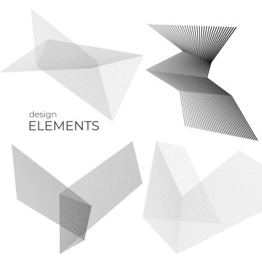 Açı dalgalarının beyaz arka planında soyut çizgi renk tasarım ögesini ayarla. Vector Illustration, grunge şık kartvizit, basılı broşür, el ilanı, afiş, kapak kitabı, etiket, kumaş için 10 puan aldı