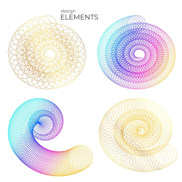 Set Design Element Circle Isolated Bold Vector Colors Golden Ring — Stock Vector