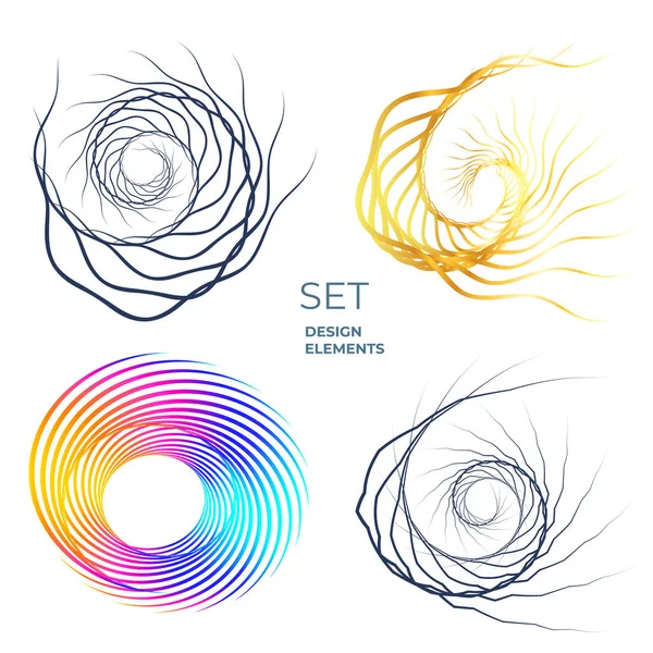 Set Design Element Circle Isolated Bold Vector Colors Golden Ring — Stock Vector