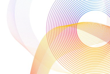 Büküm çizgilerinin beyaz arka planında soyut spiral gökkuşağı tasarımı ögesi. Vektör illüstrasyonu 10 'a düştü. Harman Aracı kullanılarak oluşturulan renkli dalgalar. Çok amaçlı sunum için şablonlar