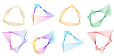 Tasarım elemanı çemberini ayarla İzole edilmiş koyu renk vektör altın halkadan. Harmanlama Aracı kullanılarak oluşturulan birçok parlak girdabın soyut dalgalı çizgileri. Sunumunuz için vektör illüstrasyonu EPS10