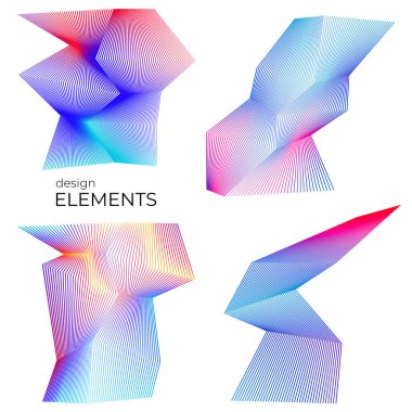 Açı dalgalarının beyaz arka planında soyut çizgi tasarım ögesini ayarla. Vector Illustration, grunge şık kartvizit, basılı broşür, el ilanı, afiş, kapak kitabı, etiket, kumaş için 10 puan aldı