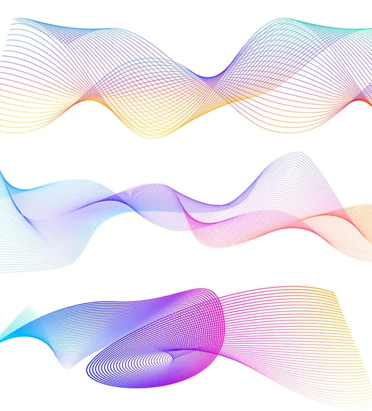 Set Abstract Lines Colors Design Element White Background Waves Vector — 스톡 벡터