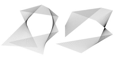 Açı dalgalarının beyaz arka planında soyut çizgi tasarım ögesini ayarla. Vector Illustration, grunge şık kartvizit, basılı broşür, el ilanı, afiş, kapak kitabı, etiket, kumaş için 10 puan aldı