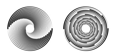Tasarım elemanı çemberini ayarla İzole edilmiş koyu renk vektör altın halkadan. Harmanlama Aracı kullanılarak oluşturulan birçok parlak girdabın soyut dalgalı çizgileri. Sunumunuz için vektör illüstrasyonu EPS10