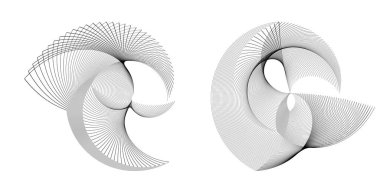 Tasarım elemanı çemberini ayarla İzole edilmiş koyu renk vektör altın halkadan. Harmanlama Aracı kullanılarak oluşturulan birçok parlak girdabın soyut dalgalı çizgileri. Sunumunuz için vektör illüstrasyonu EPS10