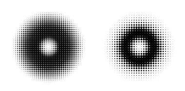 Tasarım ögeleri sembolünü düzenlenebilir yarım ton çerçeve nokta çember desenini beyaz arkaplanda ayarla. Vektör illüstrasyonunda siyah rastgele noktalar var. Yarım ton çember noktası metni kullanarak kenarlık simgesini yuvarla