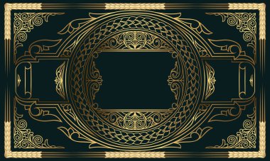 Altın dekoratif vintage tasarım sanat deco kartı