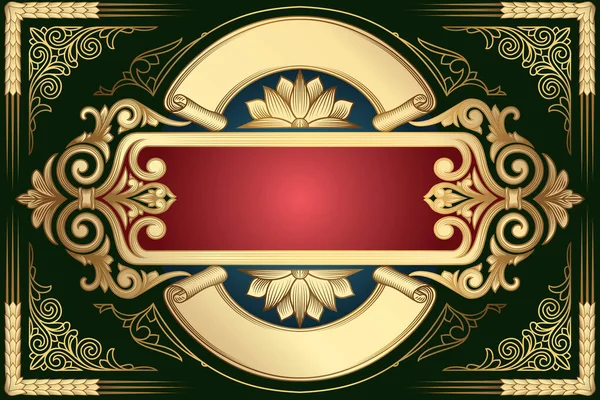 Gouden Sierlijke Vintage Design Art Deco Kaart — Stockvector