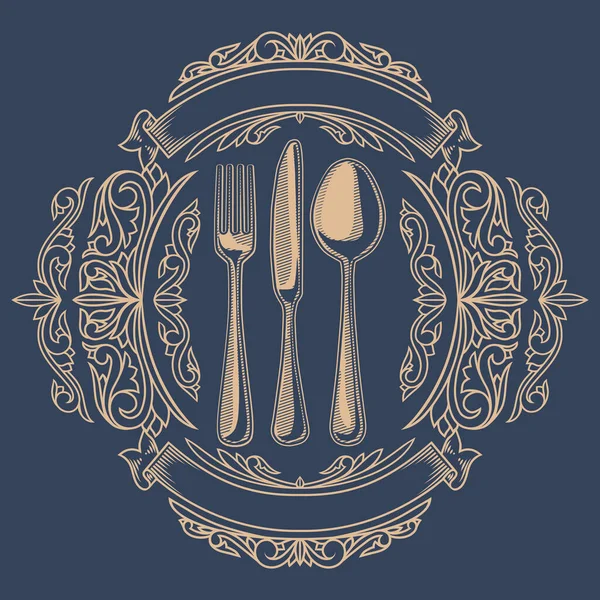 Carte Conception Menu Restaurant Décoré Avec Fond Bleu — Image vectorielle