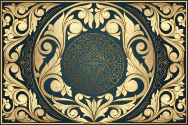 Altın dekoratif vintage tasarım sanat deco kartı