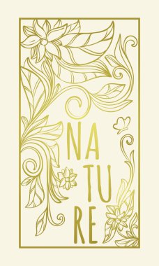 Doğa - Süslü dekoratif çiçek tasarım kartı