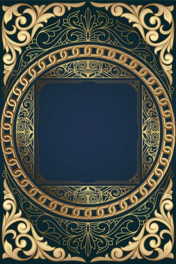 Altın dekoratif vintage tasarım sanat deco kartı