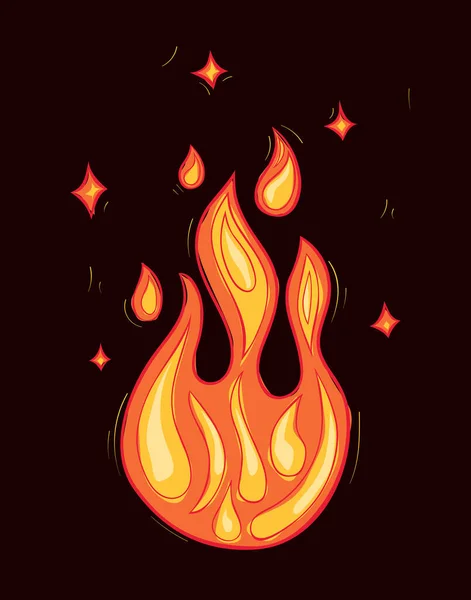 Dibujos Animados Fuego Llamas Luz Efecto Diseño — Vector de stock