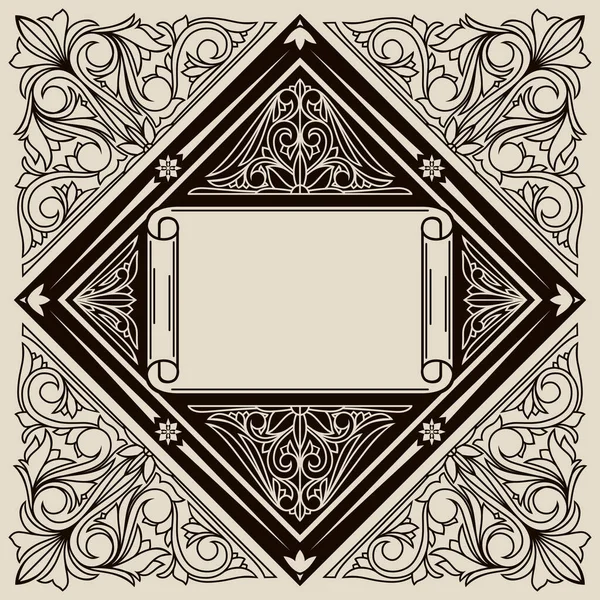 Carte Décorative Décorative Monochrome Rétro Design — Image vectorielle