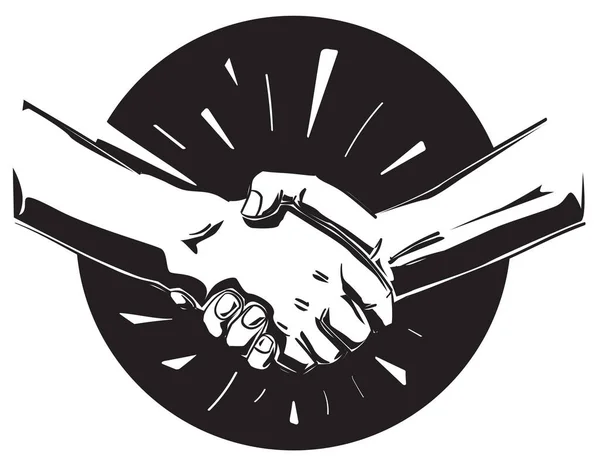 Handshake Sinal Negócio Estilizado Preto Branco — Vetor de Stock