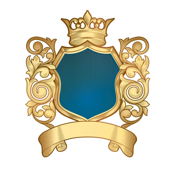 Escudo Armas Decorativo Dorado Emblema Vintage — Archivo Imágenes Vectoriales