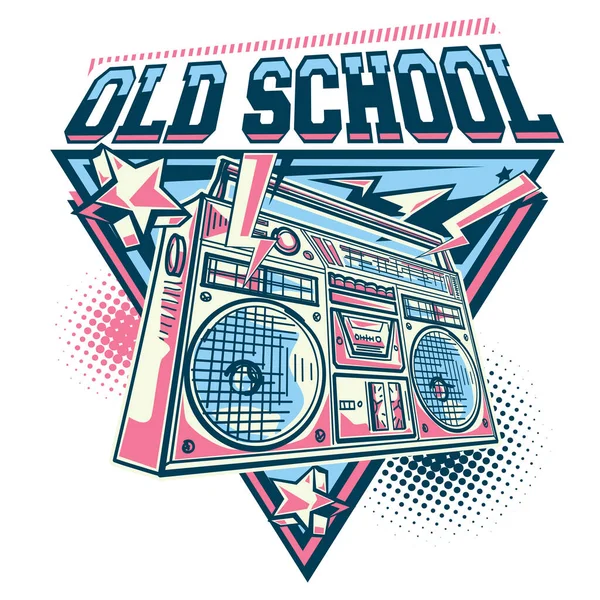 Old School Funky Design Boombox Musique Colorée — Image vectorielle
