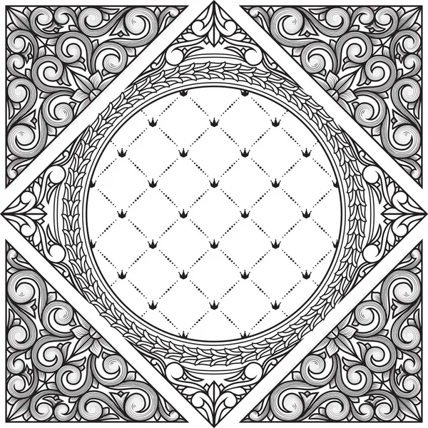 Decorativo Preto Branco Ornamentado Retro Design Branco — Vetor de Stock