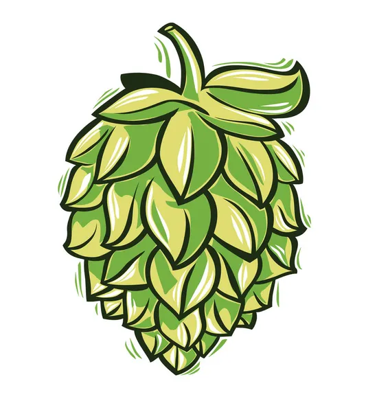 Icono Cabeza Lúpulo Estilizado Verde Para Cartel Cervecería — Vector de stock