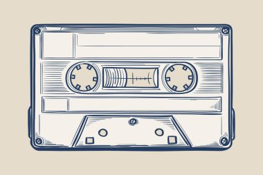 El çizimi monokrom müzik ses kaseti