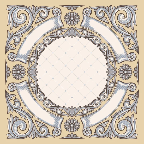 Decoratieve Sierlijke Retro Florale Blanco Kaart — Stockvector