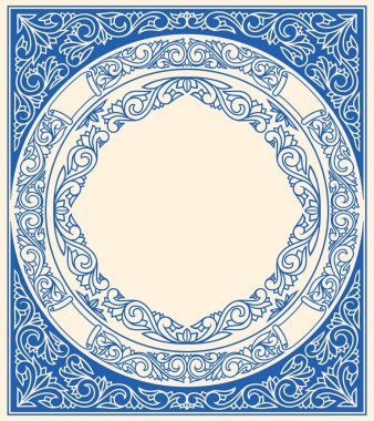 Dekoratif monokrom süslü retro çiçekli boş kart