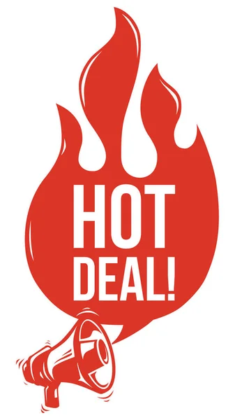 Hot Deal Sinal Publicidade Com Megafone —  Vetores de Stock