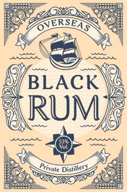 Black Rum - dekoratif dekoratif etiket